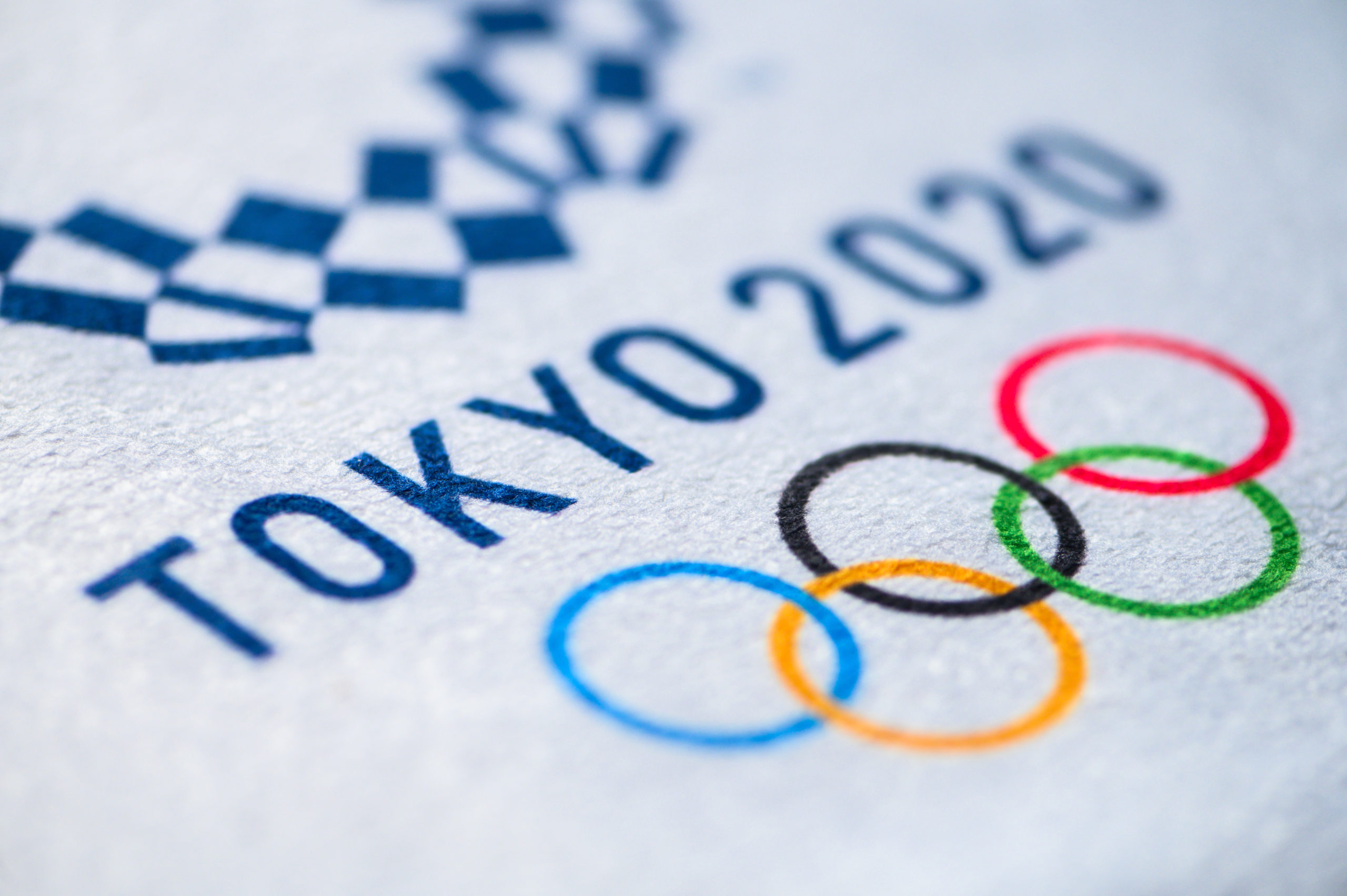 TOKYO, JAPAN, JANUARY. 20. 2020: Detail on logo, summer olympic game. tokyo 2020, white background